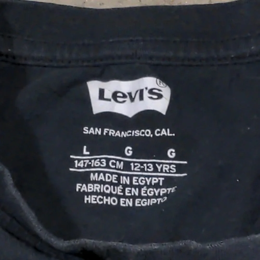 Levis Boys Black Graphic T-Shirt Size L 12-13 Tie Dye Logo Bear The Original Tee